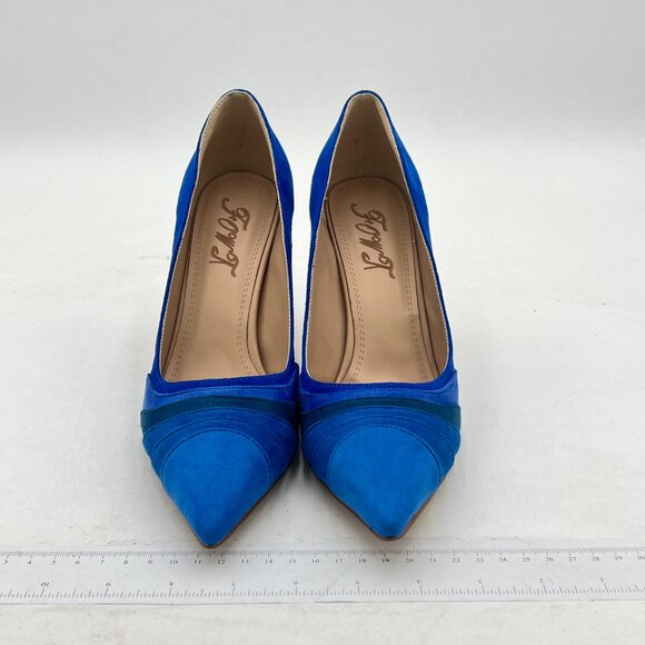 FOWT Blue Gradient Wave Pattern Pointed Toe Jewelry High Heel Party Dress Pump - Picture 2 of 7